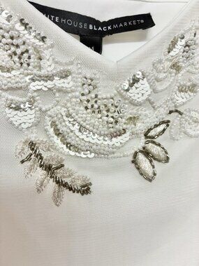 New NWT Embellished Beaded Floral Layered Luxury Tank Top Sz M